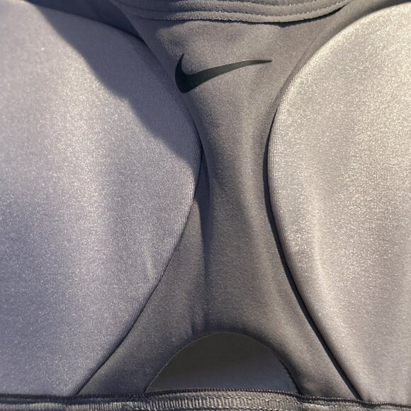 NIKE Dri-Fit Sports Bra Small Gray Padded Impact Racer Back - Picture 2 of 4
